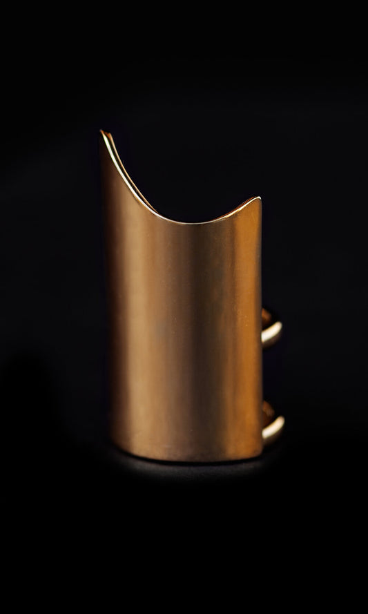 18K Gold Plated Short Angled Shield Ring