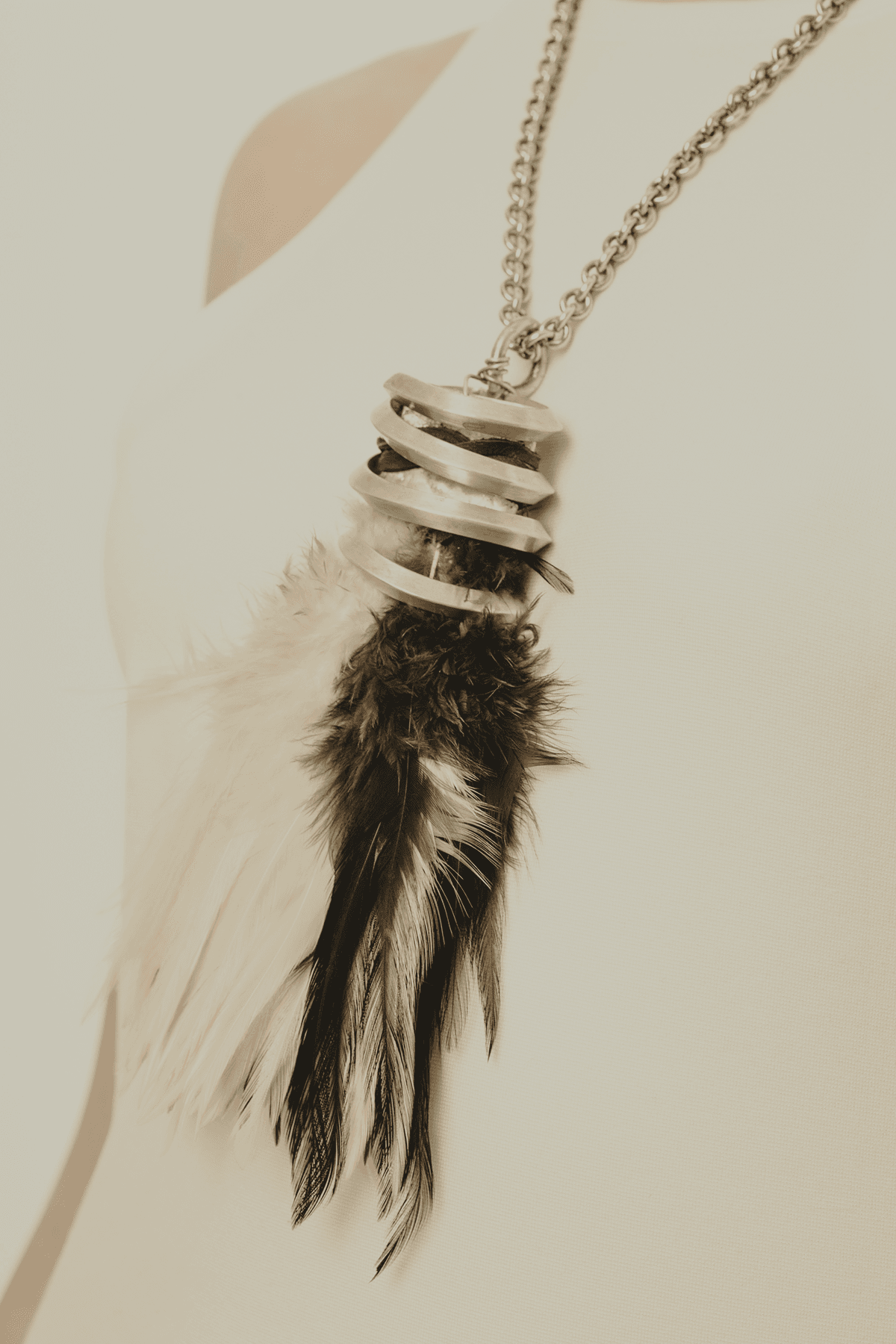 Black & White Feather Necklace